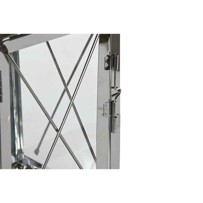 Lantern set DKD Home Decor Black Crystal Steel Modern Chromed 18 x 18 x 43 cm (2 Pieces)