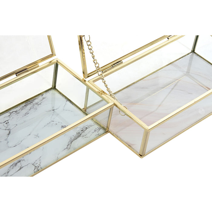 Jewelry box DKD Home Decor Golden Metal Crystal 20 x 11 x 5 cm 22 x 12 x 7 cm (2 Units)