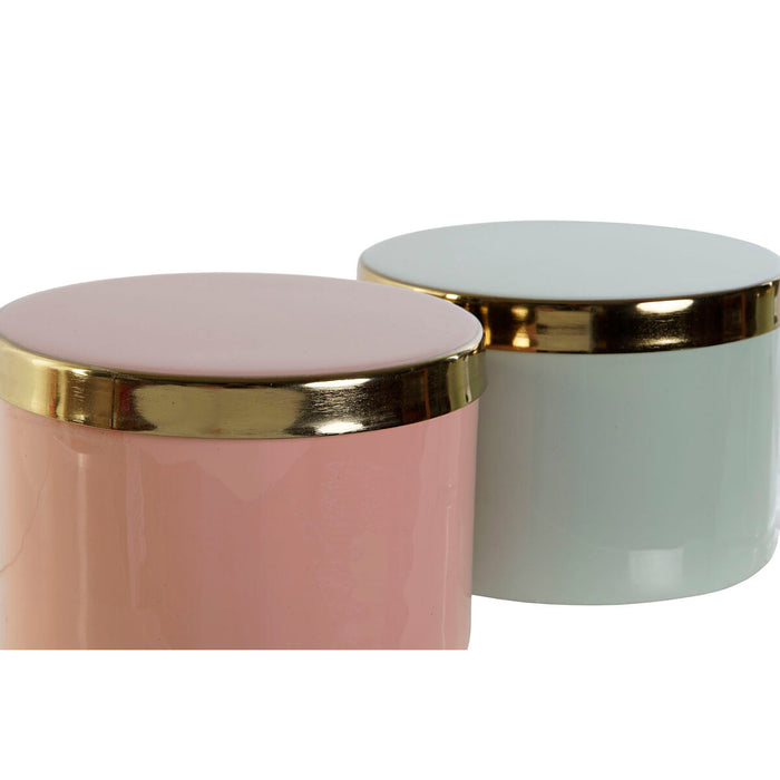 Jewelry box DKD Home Decor Green Coral Iron 13 x 13 x 9 cm (2 Pieces) (2 Units)