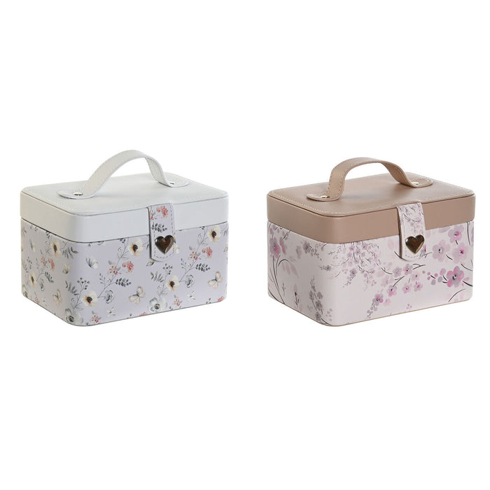 Jewelry box DKD Home Decor Blue Grey Camel Light Pink Polyurethane Mirror 17 x 12 x 10 cm (2 Units)