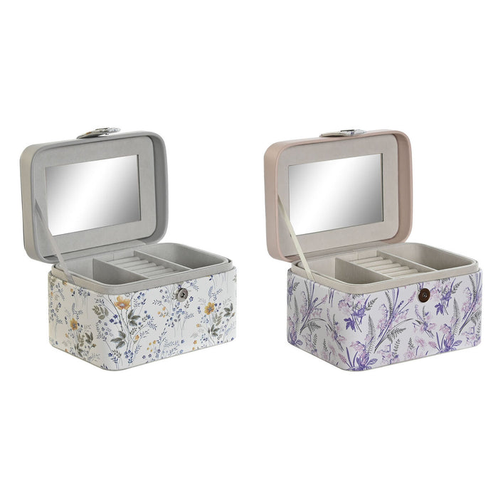 Jewelry box DKD Home Decor White Grey Lilac Light Pink Polyurethane Mirror 17 x 12 x 10 cm (2 Units)