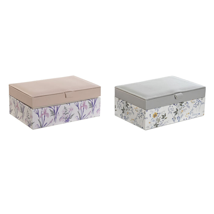 Jewelry box DKD Home Decor White Grey Lilac Polyurethane 18 x 12,5 x 7,5 cm (2 Units)