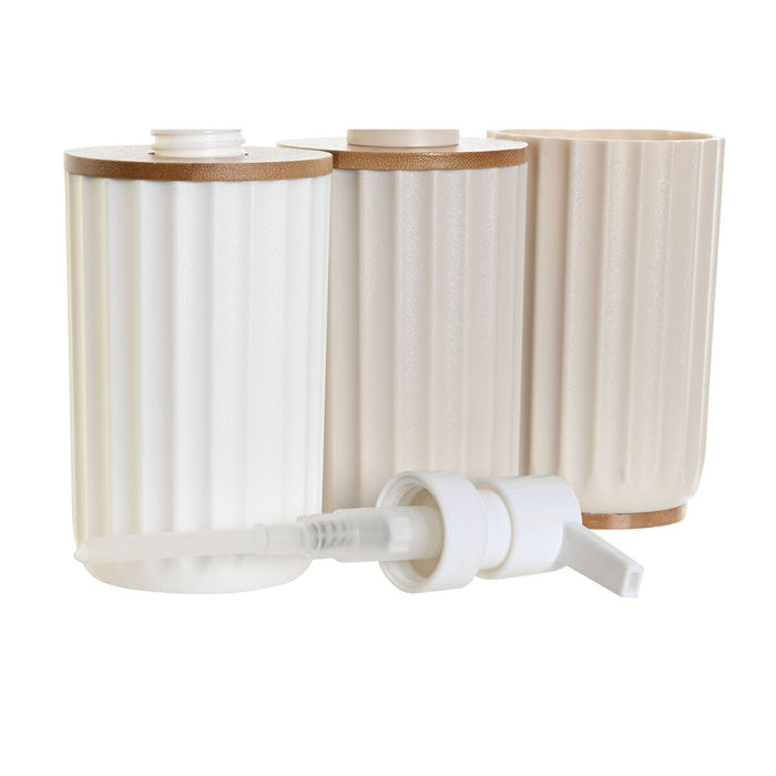 Bath Set DKD Home Decor White Beige Bamboo polystyrene 16 x 9 x 18 cm 3 Pieces (2 Units)
