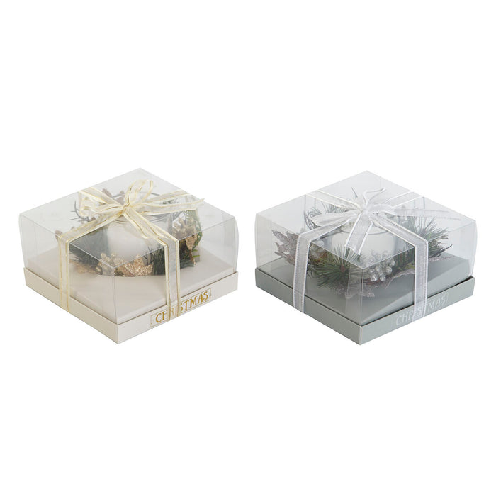 Candle DKD Home Decor Golden Silver Christmas 15 x 15 x 5 cm (2 Units)