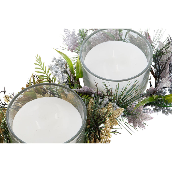 Candle DKD Home Decor Golden Silver Christmas 21,5 x 21,5 x 8,5 cm (2 Units)