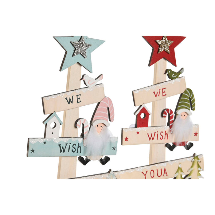 Christmas Tree DKD Home Decor Red Pink Wood 17,5 x 5 x 38 cm (2 Units)