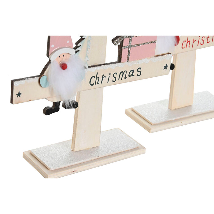 Christmas Tree DKD Home Decor Red Pink Wood 17,5 x 5 x 38 cm (2 Units)