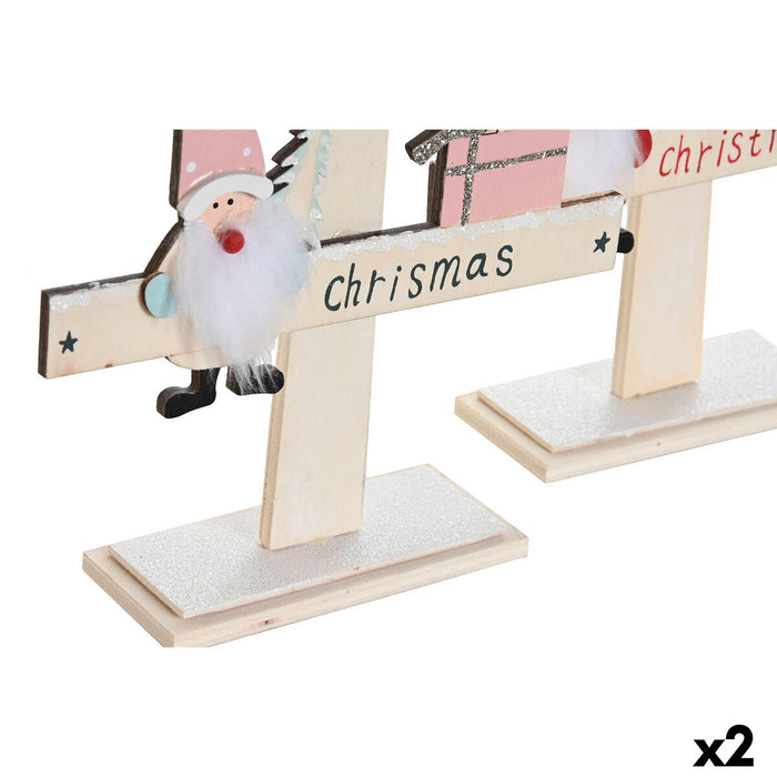 Christmas Tree DKD Home Decor Red Pink Wood 17,5 x 5 x 38 cm (2 Units)