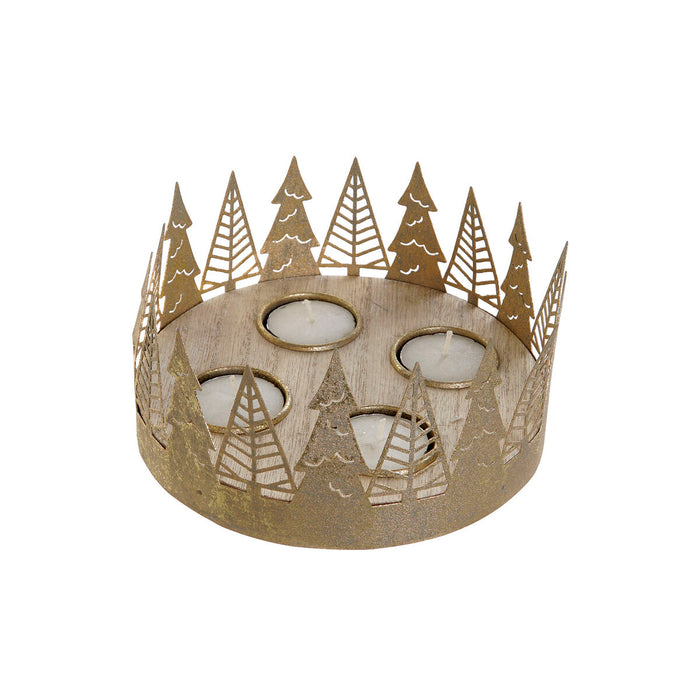 Christmas Candle Holder DKD Home Decor Golden Natural 16,5 x 16,5 x 8,5 cm (2 Units)