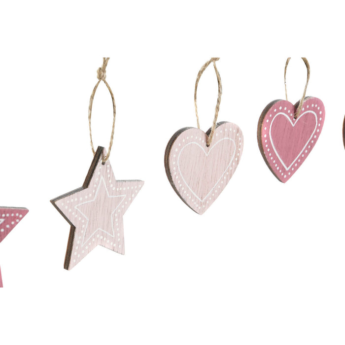 Hanging decoration DKD Home Decor Pink Light Pink Wood 6,5 x 1 x 6,5 cm (9 Pieces) (3 Units)