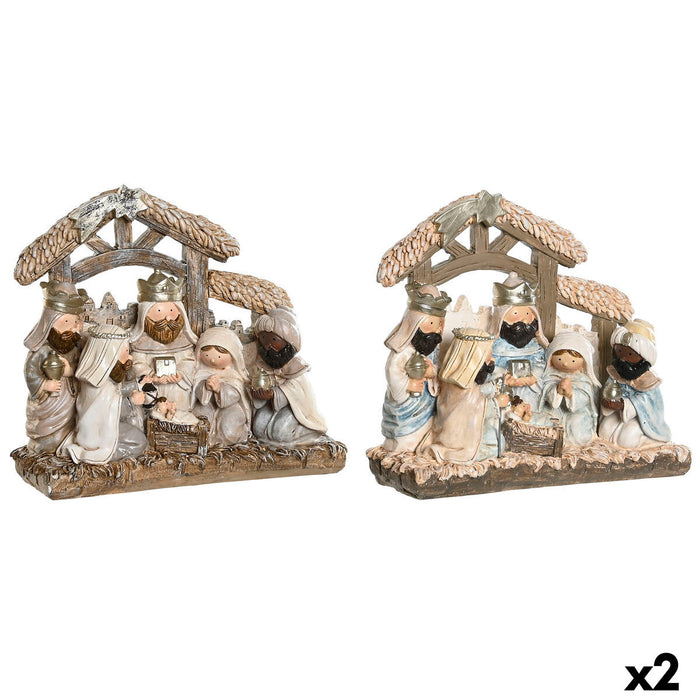 Christmas nativity set DKD Home Decor Blue White Brown Resin 20 x 7 x 17,5 cm (2 Units)