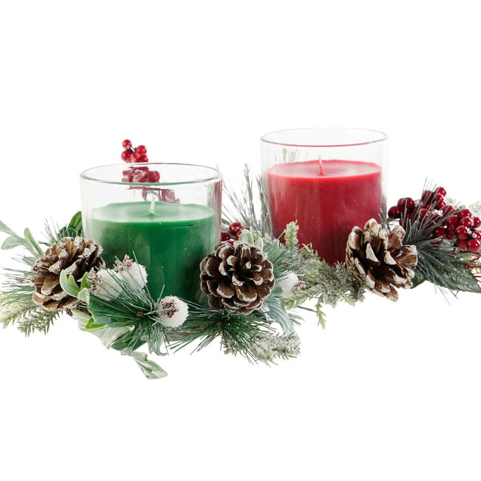 Candle DKD Home Decor Red Green 20 x 20 x 9 cm 8 x 8 x 9 cm (2 Units)