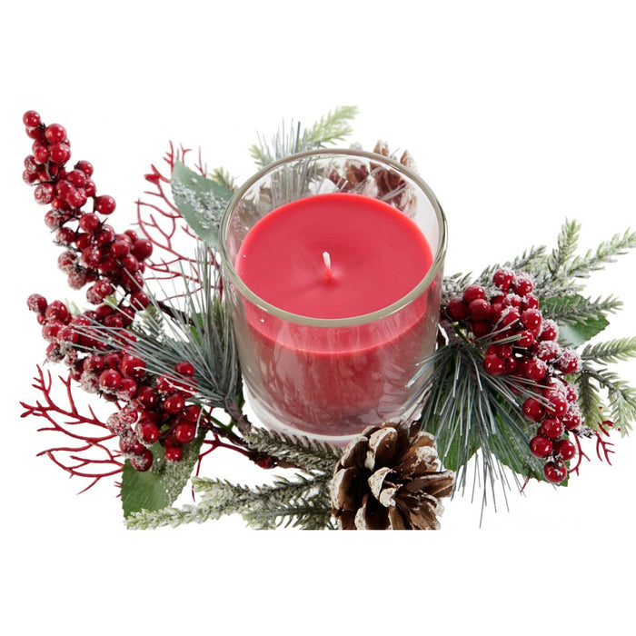 Candle DKD Home Decor Red Green 20 x 20 x 9 cm 8 x 8 x 9 cm (2 Units)