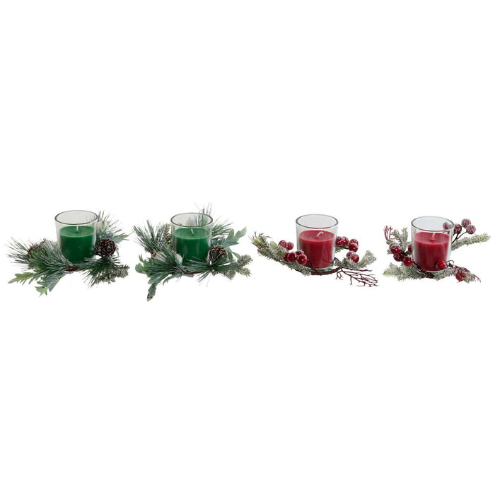 Candle DKD Home Decor Red Green 5,5 x 5,5 x 6,5 cm (2 Units)