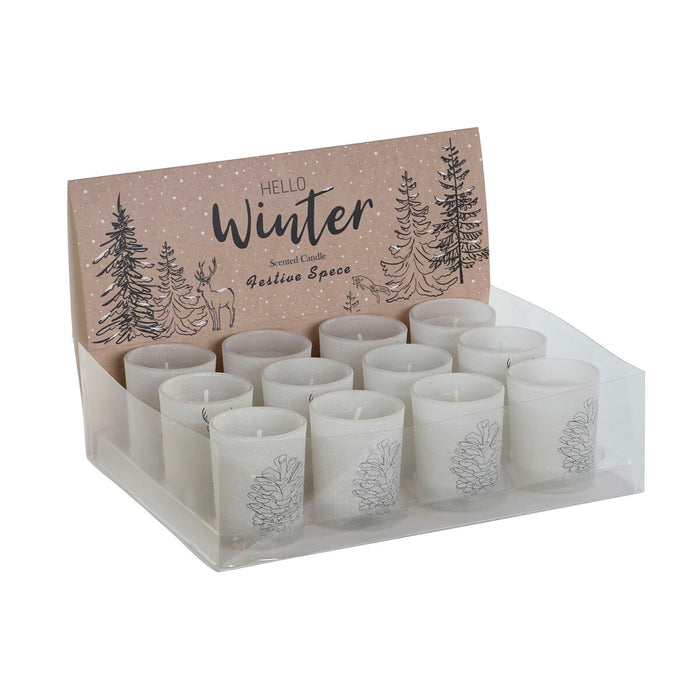 Candle DKD Home Decor White Christmas 5 x 5 x 6 cm (3 Units)