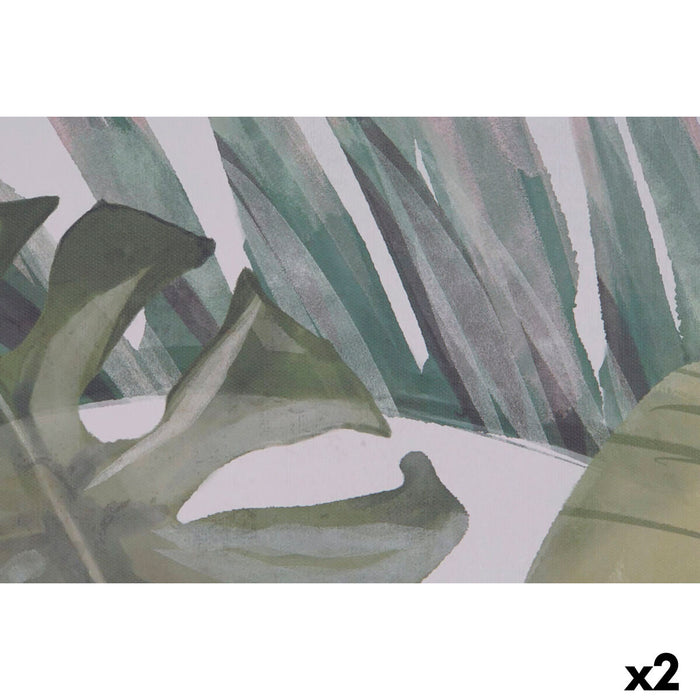 Canvas DKD Home Decor White Green Palms Tropical 100 x 4 x 140 cm (2 Units)