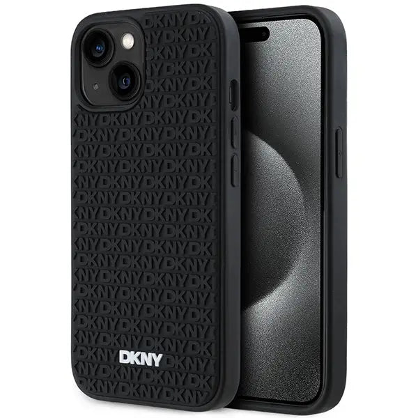 DKNY 3D Rubber Repeat Pattern case for iPhone 15/14/13 - black - Cell phone cases and covers<<<HurtelXML
