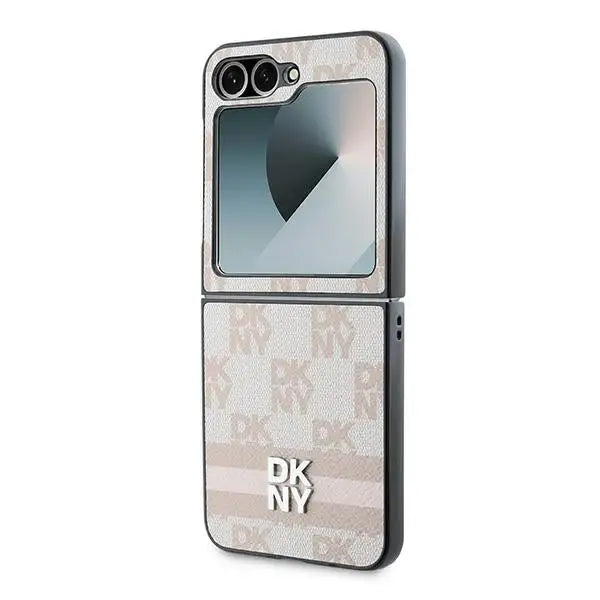 DKNY Checkered Pattern Printed Stripes Case for Samsung Galaxy Z Flip 6 - Pink - Cell phone cases and covers<<<HurtelXML