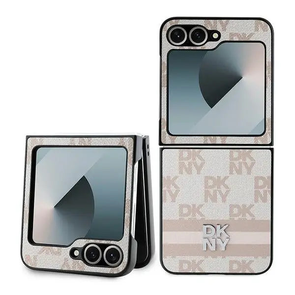 DKNY Checkered Pattern Printed Stripes Case for Samsung Galaxy Z Flip 6 - Pink - Cell phone cases and covers<<<HurtelXML