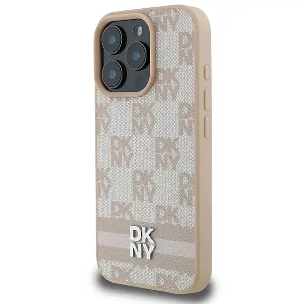 DKNY Checkered Pattern & Printed Stripes iPhone 16 Pro Max Case - Pink - Cell phone cases and covers<<<HurtelXML