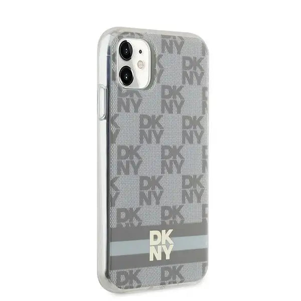 DKNY IML Checkered Mono Pattern & Printed Stripes MagSafe case for iPhone 11 / Xr - beige - Cell phone cases