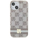 DKNY IML Checkered Mono Pattern & Printed Stripes MagSafe Case for iPhone 15 Plus / 14 Plus - Beige - Cell phone cases