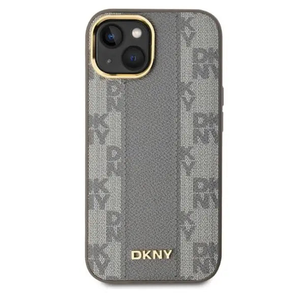 DKNY Leather Checkered Mono Pattern MagSafe iPhone 15 Case - Beige - Cell phone cases and covers<<<HurtelXML