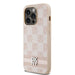 DKNY Leather Checkered Mono Pattern & Printed Stripes case for iPhone 14 Pro - pink - Cell phone cases