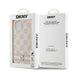 DKNY Leather Checkered Mono Pattern & Printed Stripes Case for iPhone 15 Plus / 14 Plus - Pink - Cell phone cases