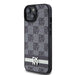 DKNY Leather Checkered Mono Pattern & Printed Stripes Case for iPhone 15 Plus / 14 Plus - Black - Cell phone cases