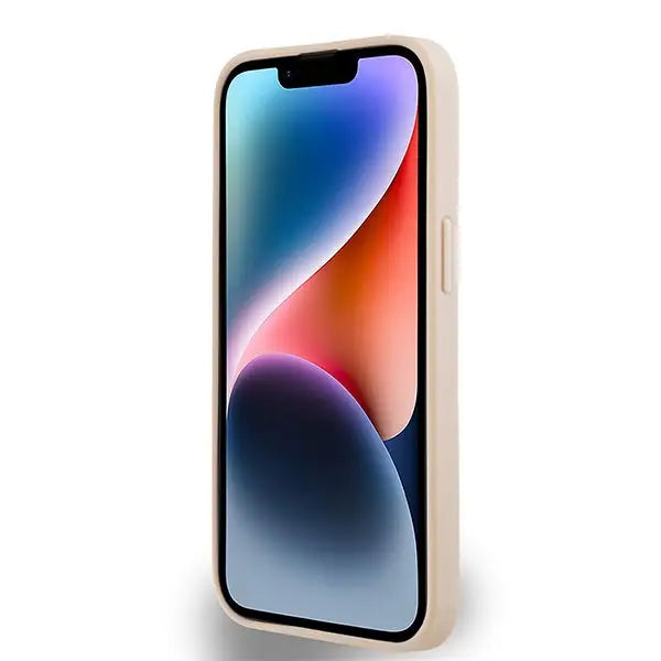 DKNY Leather Checkered Mono Pattern & Printed Stripes case for iPhone 15 / 14 / 13 - pink - Cell phone cases