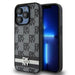 DKNY Leather Checkered Mono Pattern & Printed Stripes Case for iPhone 15 Pro Max - Black - Cell phone cases