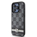 DKNY Leather Checkered Mono Pattern & Printed Stripes Case for iPhone 15 Pro Max - Black - Cell phone cases