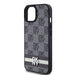 DKNY Leather Checkered Mono Pattern & Printed Stripes Case for iPhone 15 Plus / 14 Plus - Black - Cell phone cases