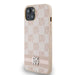 DKNY Leather Checkered Mono Pattern & Printed Stripes Case for iPhone 15 Plus / 14 Plus - Pink - Cell phone cases