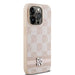 DKNY Leather Checkered Mono Pattern & Printed Stripes case for iPhone 14 Pro - pink - Cell phone cases