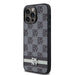 DKNY Leather Checkered Mono Pattern & Printed Stripes Case for iPhone 14 Pro Max - Black - Cell phone cases
