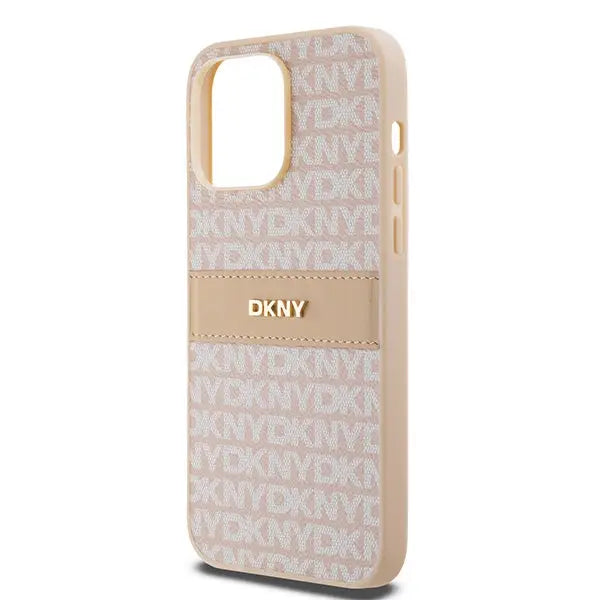 DKNY Leather Mono Stripe & Metal Logo case for iPhone 14 Pro Max - pink - Cell phone cases and covers<<<HurtelXML