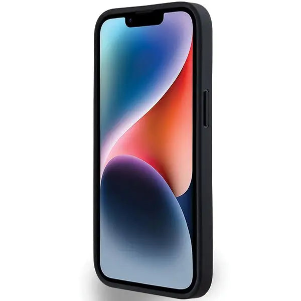 DKNY Leather Mono Stripe & Metal Logo Case for iPhone 15/14/13 - Black - Cell phone cases and covers<<<HurtelXML