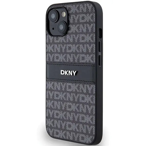 DKNY Leather Mono Stripe & Metal Logo Case for iPhone 15/14/13 - Black - Cell phone cases and covers<<<HurtelXML