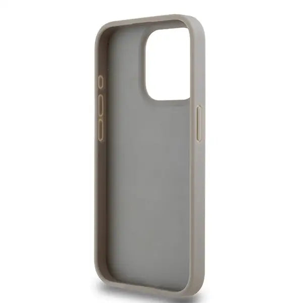 DKNY Leather Mono Stripe & Metal Logo case for iPhone 15 Pro - beige - Cell phone cases and covers<<<HurtelXML