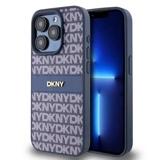 DKNY Leather Mono Stripe & Metal Logo case for iPhone 15 Pro - blue - Cell phone cases and covers<<<HurtelXML