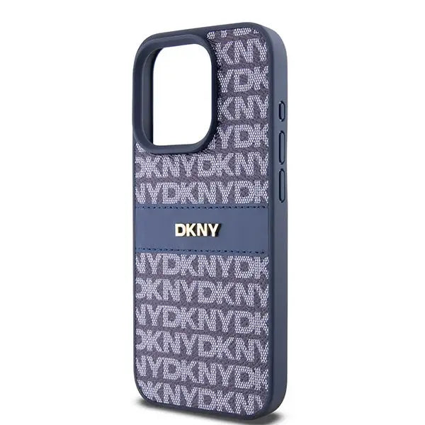 DKNY Leather Mono Stripe & Metal Logo case for iPhone 15 Pro - blue - Cell phone cases and covers<<<HurtelXML