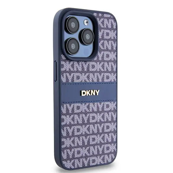 DKNY Leather Mono Stripe & Metal Logo case for iPhone 15 Pro - blue - Cell phone cases and covers<<<HurtelXML