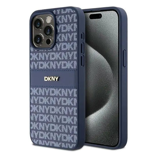 DKNY Leather Mono Stripe & Metal Logo case for iPhone 15 Pro Max - blue - Cell phone cases and covers<<<HurtelXML