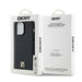 DKNY Leather Monogram Pattern Metal Logo MagSafe Case for iPhone 14 Pro Max - Black - Cell phone cases