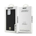 DKNY Leather Monogram Pattern Metal Logo MagSafe Case for iPhone 15 Pro Max - Black - Cell phone cases