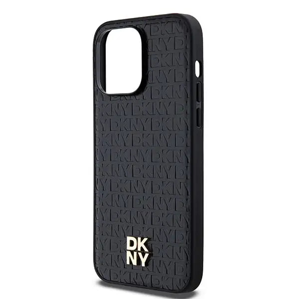 DKNY Leather Pattern Metal Logo MagSafe case for iPhone 13 Pro Max - black - Cell phone cases and covers<<<HurtelXML