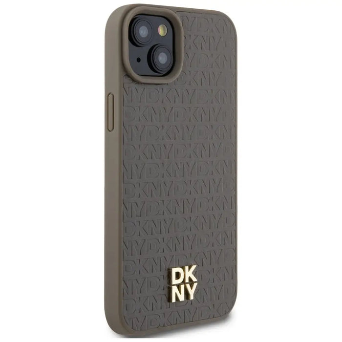 DKNY Leather Pattern Metal Logo MagSafe case for iPhone 15 / 14 / 13 - brown - Cell phone cases and covers<<<HurtelXML