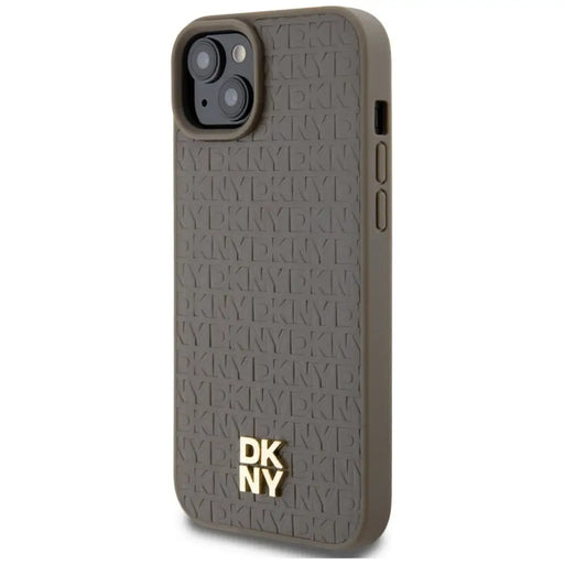 DKNY Leather Pattern Metal Logo MagSafe case for iPhone 15 / 14 / 13 - brown - Cell phone cases and covers<<<HurtelXML